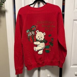VINTAGE Tultex Red Holiday Sweatshirt